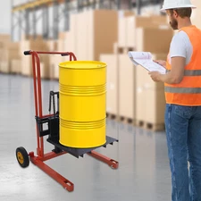 Adjustable Pallet Dolly Lift 6-80cm Hydraulic Material Lift 450lbs Winch Stacker