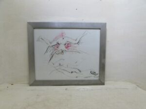 Framed Peter Collins Unsigned Nude Pose Sketch Drawing..
