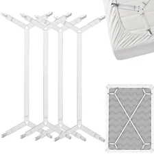 FeelAtHome Bed Sheet Holder Straps Criss-Cross - Sheets Stays Suspenders Keeping