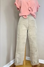 Tan Leather High-Rise Lined Cargo Pants