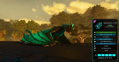 Ark Survival Ascended PVE *TRON TOP 100% imp* Lightnin Wyvern 817% MD - 15.4k HP