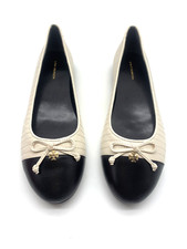 AUTHENTIC Tory Burch Quilted Bicolor Bow Ballerina Flats
