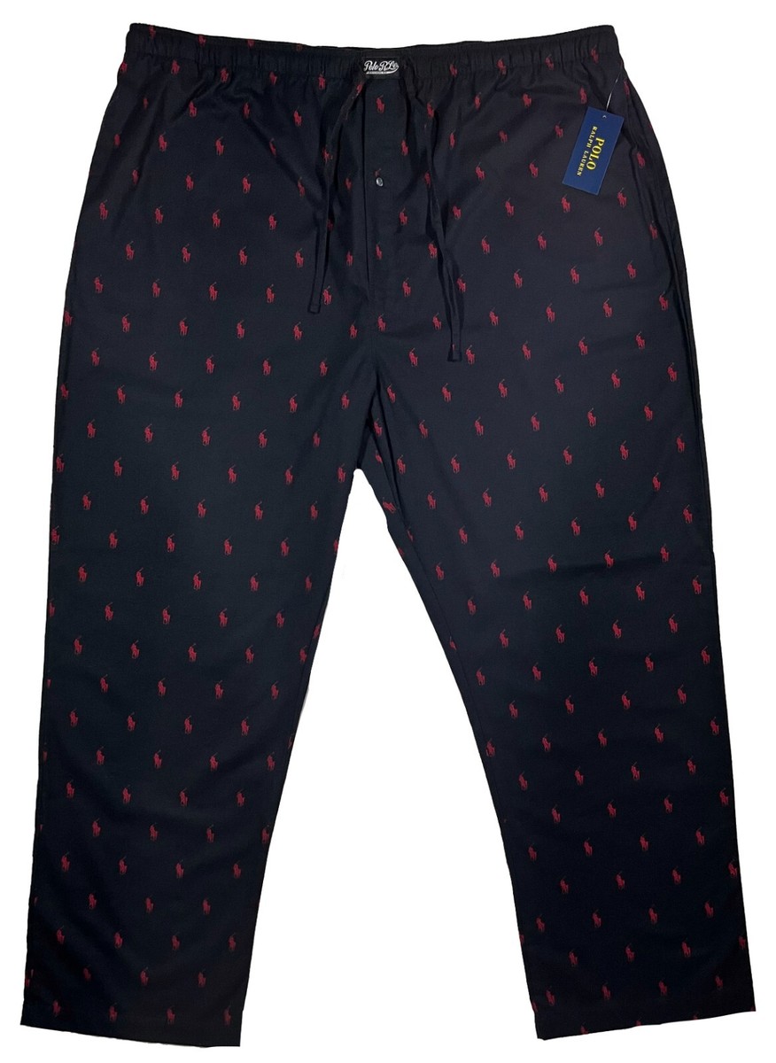 Men's POLO RALPH LAUREN Black Pony Logos Sleepwear Flannel Lounge