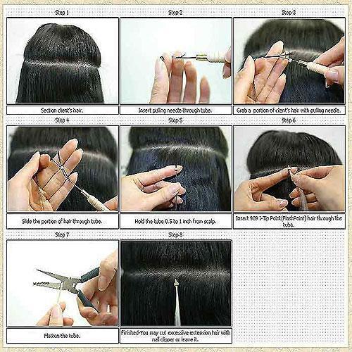 100 I Stick Bond Shoelace Glue Tip Straight Human Hair Extension Jet Black #1 - Bild 3 von 3