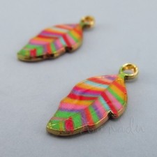 Rainbow Leaf Charms 22mm Gold Plated Leaves Pendants C5275 - 2, 5 Or 10PCs