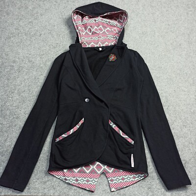 Blutsgeschwister Womens Jersey Jacket Size S - 36 Black Cotton Stretch Hooded