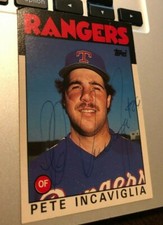 1986 TOPPS TRADED #48T PETE INCAVIGLIA Rookie Card RANGERS Autographed! 