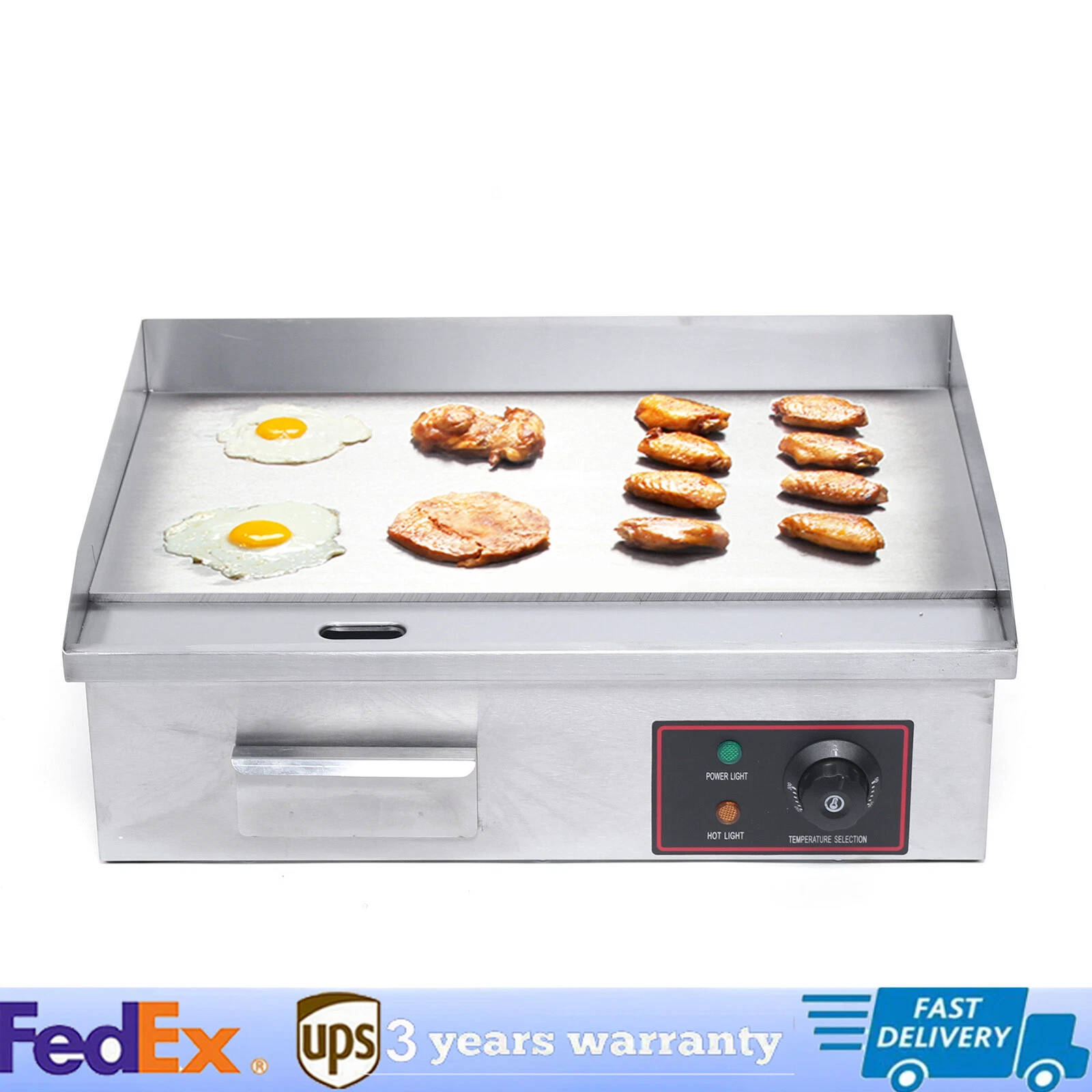 22" Commercial Electric Griddle Flat Top Grill Hot Plate BBQ Countertop 3000W