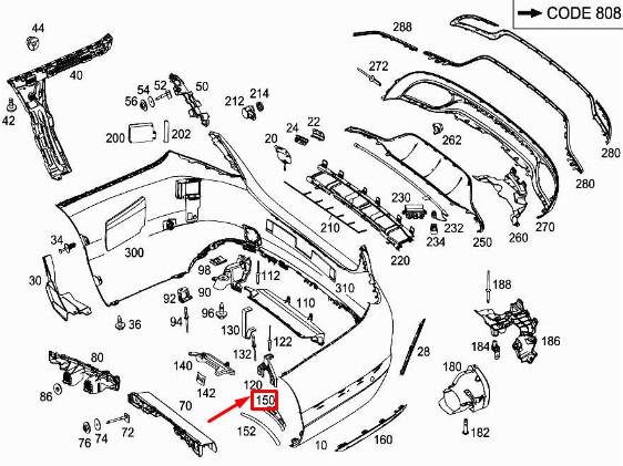 Cache pare-chocs arrière gauche d'origine Mercedes-Benz C W205 A2058803924