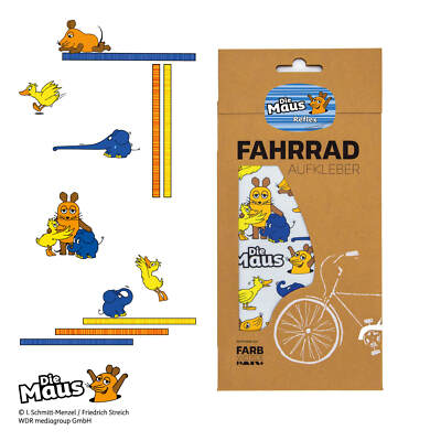 Die Maus - Fahrradaufkleber mit Maus, Ente & Elefant Sticker