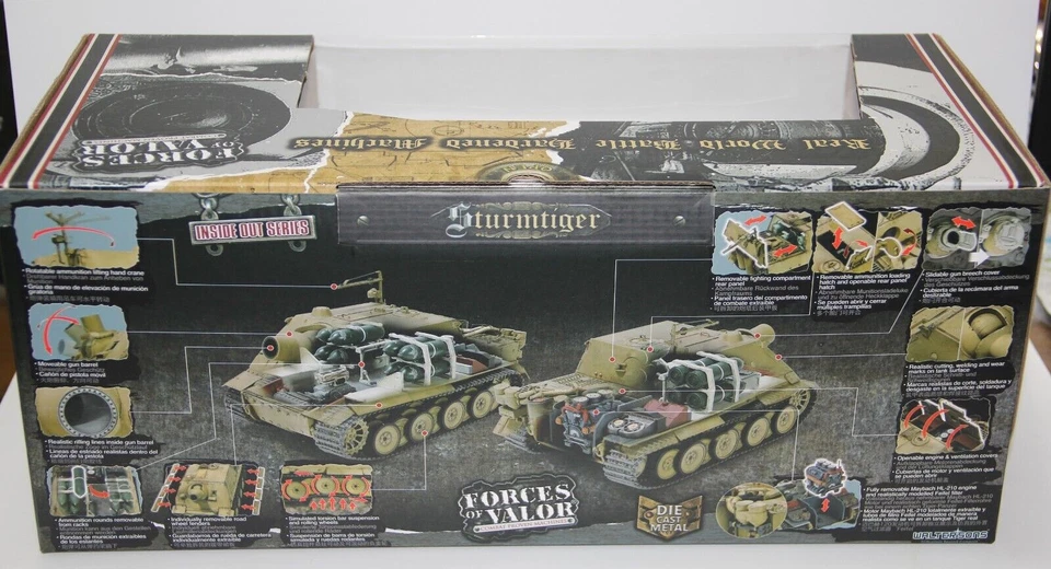 FORCES OF VALOR 1:32 DIE CAST METAL CARRO ARMATO GERMAN STURMTIGER ART 802001A - Immagine 2 di 4