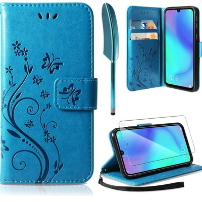 Elegante Flip Hülle Kompatibel mit Huawei P30 Lite - Kartensteckplätze in Blau