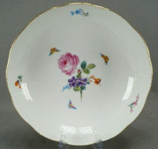 KPM Berlin Hand Painted Floral Butterflies 9 3/8 Inch Round Bowl C.1915