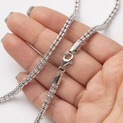 Collana Catenina D'argento Sterling Placcato Rodio, Spessore 1,5 Mm, Lunghezza 40,6 Cm (o 45,7 Cm), Colore Bianco, Perfetta Per Ciondoli - 4