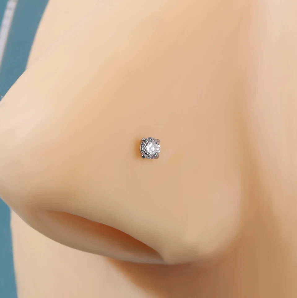 Juego de 6 piezas de pernos nasales de acero inoxidable 20G enchapados en oro circonita cúbica piercing joyería Foto 3 de 4