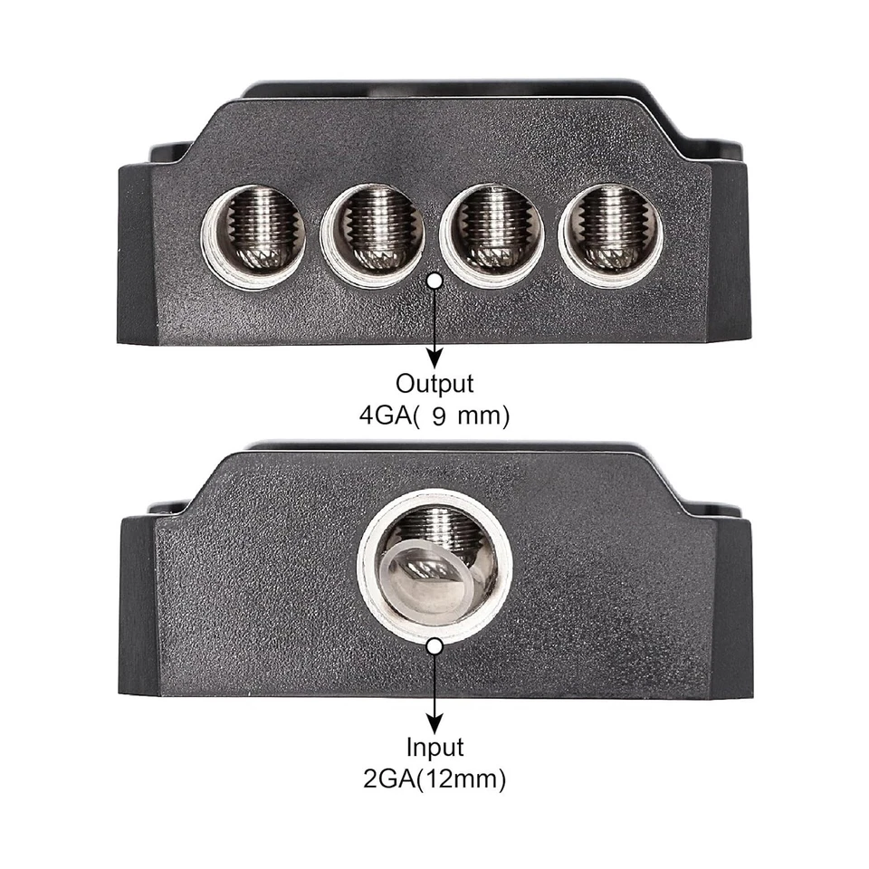 2Pcs Power Ground Amp Distribution Block 0/2/4 Gauge Input 4/8/10 Gauge Output - Image 4 of 4