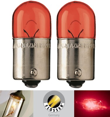 Flosser R5W Red 5W 402509 Two Bulbs Hood Engine Bay Light Replacement Lamp Show