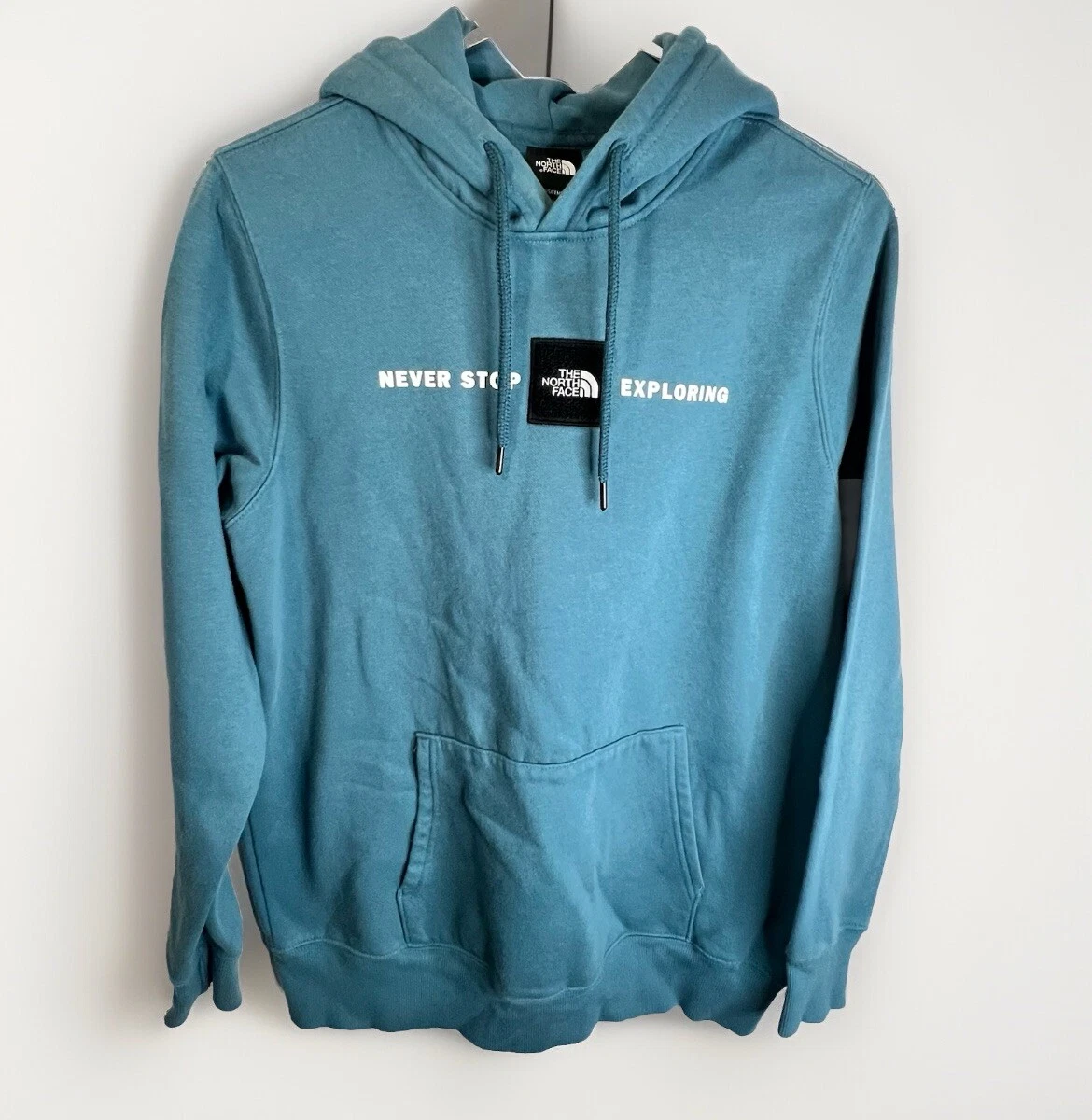 The North Face Hoodie Women’s Lg Blue Pullover Outdoor Big Logo Gorpcore Hiking