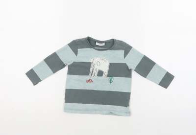 NEXT Baby grün Baumwollmischung T-Shirt Größe 6-9 Monate Druckknopf
