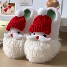 Cute Christmas Santa Claus Home Slippers Winter Warm Indoor Non-slip Floor Plush