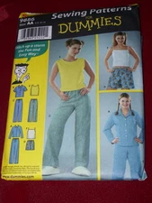 SIMPLICITY #9886 - SEWING FOR DUMMIES - PAJAMAS FOR TEENS PATTERN  3/4-9/10  FF