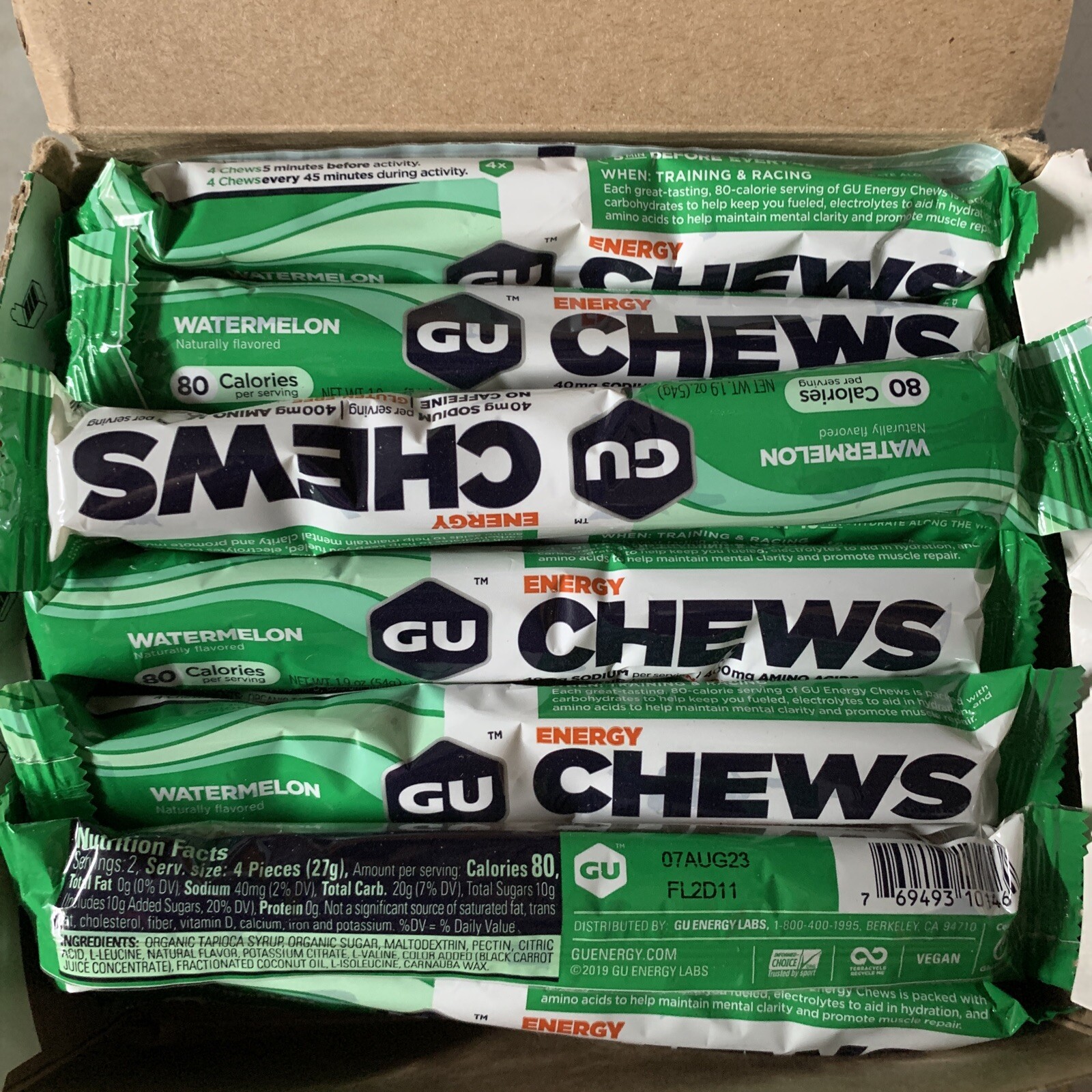GU Energy Chews Watermelon Box Case 18 Count eBay