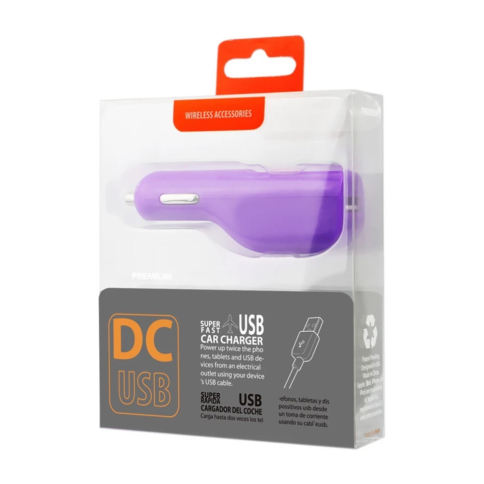 CARGADOR DE COCHE USB REIKO 1A5V - Embalaje al por menor Color Púrpura Entrada: DC 12v-24v Foto 2 de 2