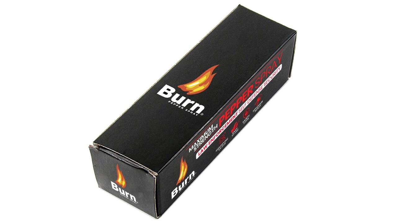 BURN Pepper Spray Maximum Strength Black Leather Case Self Defense