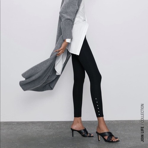 BNWT Zara Pearl Leggings Black XS | eBay