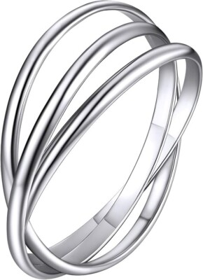 Triple Fidget Ringe für Damen, Edelstahl/Sterlingsilber (J 1/2)