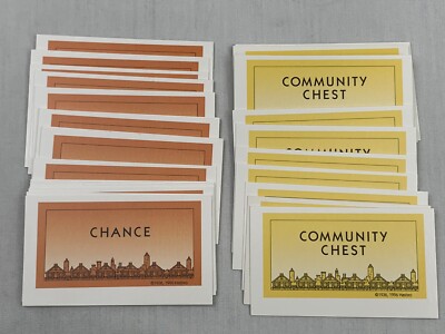 Monopoly Deluxe Edition Community Chest & Chance Cards 32 Replacement Pieces