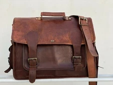 18" Men's Leather Multipurpose Laptop Handmade Briefcase Bag Satchel Messenger