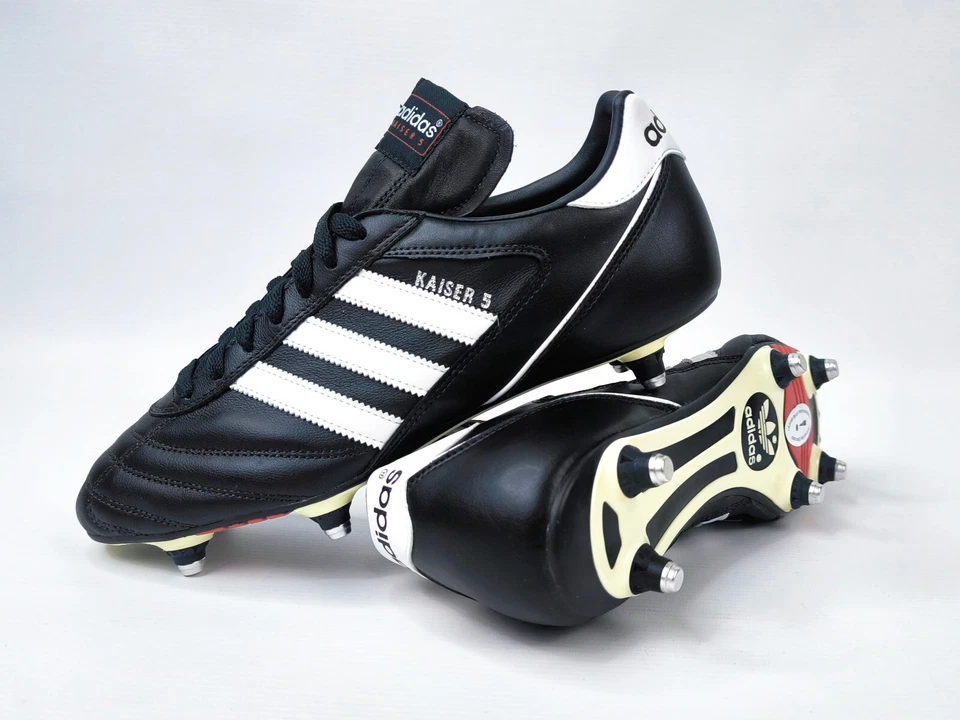 Scarpe da calcio Adidas Kaiser 5 Cup Eur 40 / UK 6.5 pelle nere 033200 nuove - Immagine 2 di 4