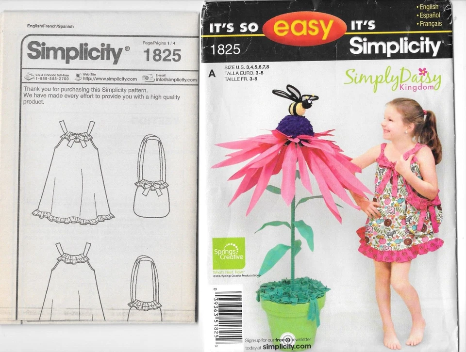 2 Daisy Kingdom Patterns 2466, 1825, Child's Dress, Pants, Bag, Size A 3-8 - Image 4 of 4