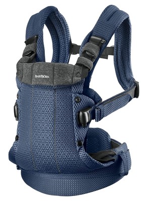 BabyBjörn Babytrage Harmony,3D-Netzstoff für Neugeborene bis 15kg, Marineblau