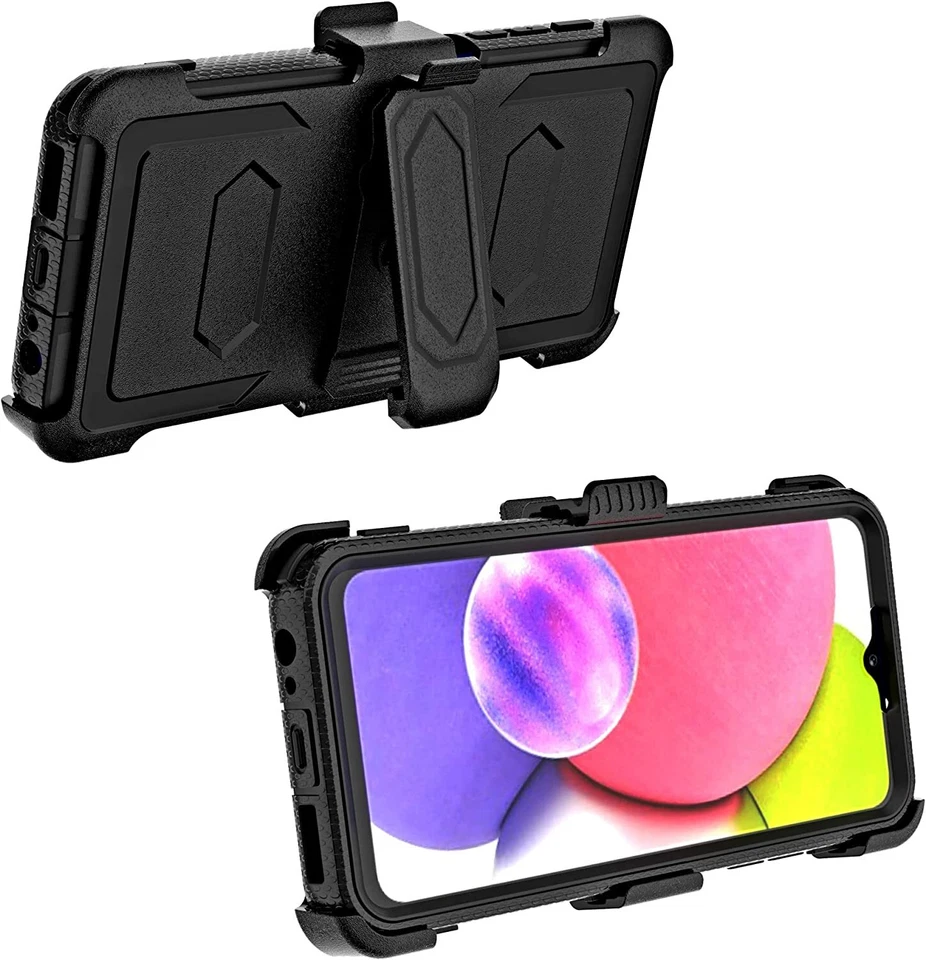 Rugged Holster ShockProof Case Swivel Belt Clip Kickstand Cover Screen Protector - Image 3 of 4