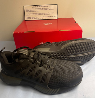 Reebok Fusion Flexweave Work Athletic Shoe Composite Toe Black Men's 7.5 NEW