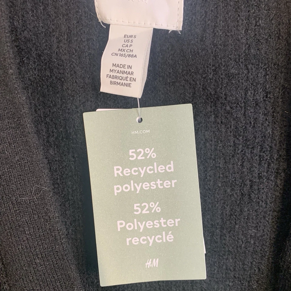 Suéter Cárdigan Acanalado con Cinturón H&M Negro Talla S Nuevo con Etiquetas Foto 3 de 4