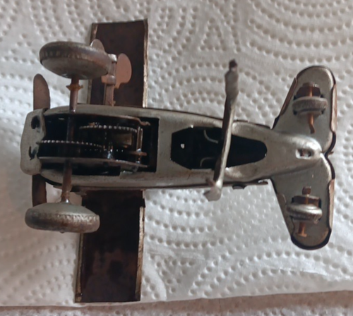 Vintage TESTED Late 1940's Tin Wind-Up "Flip" Airplane Made in US Zone, Germany - Picture 2 of 10