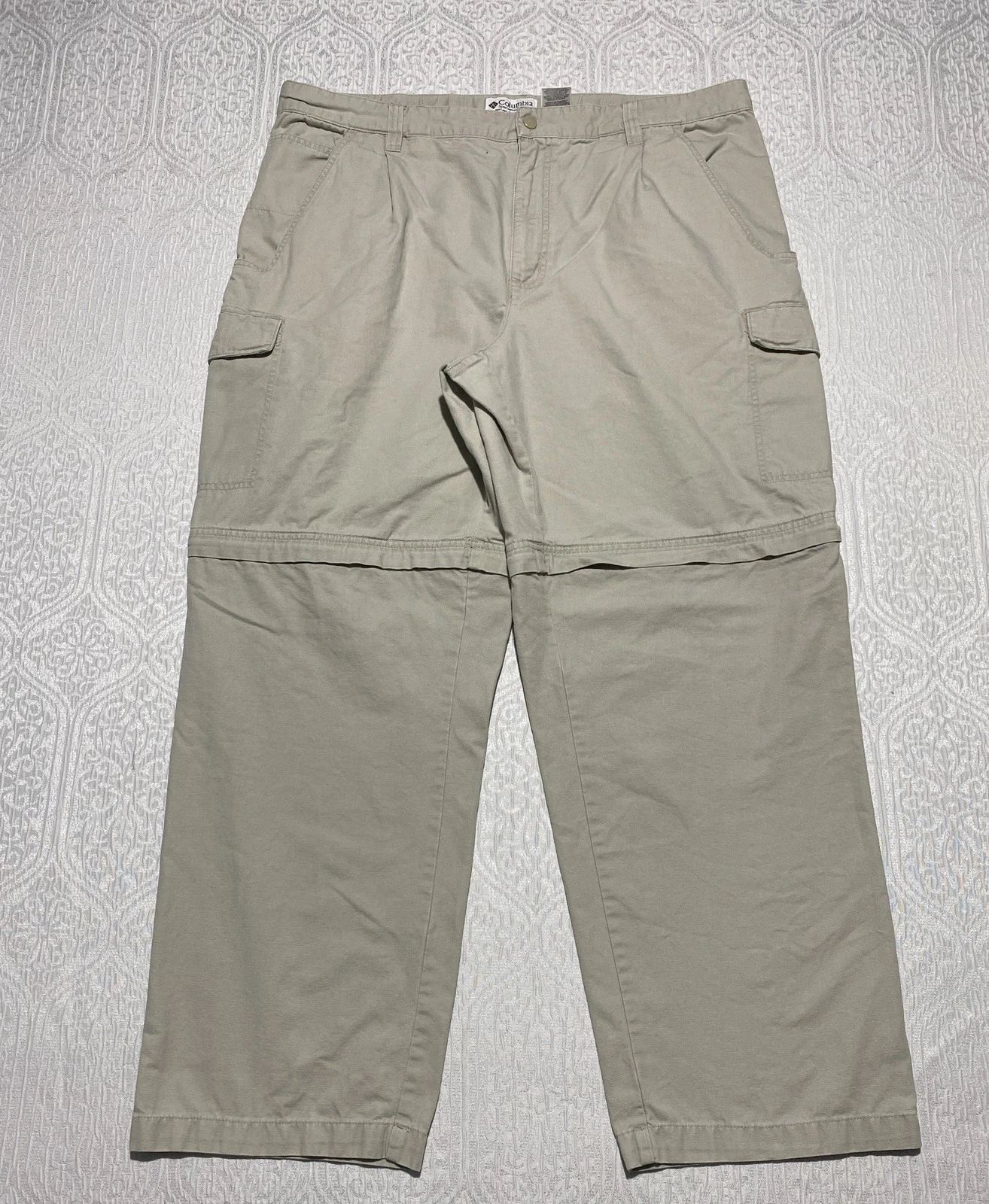 Columbia Convertible Pants Mens 40x30 Beige Zip Off Cargo Outdoor Hiking Pockets