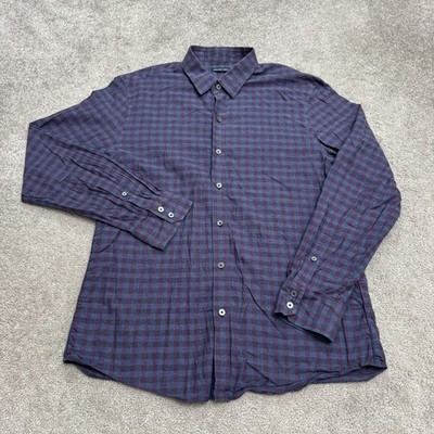 Zachary Prell Button Down Shirt Mens Large Blue Purple Cotton Long Sleeve Casual