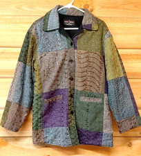 Sacred Threads Boho Patchwork Quilted Art To Wear Jacket S/M Coat