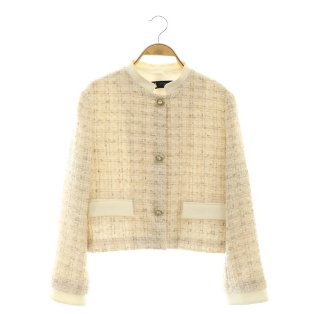 OFF WHITE Giacca tweed Zara Bijou bottoni fodera intera EUR S beige chiaro bianco sporco CX usata 9