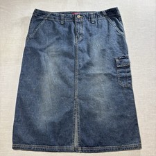 Unionbay Denim Skirt 15 Medium Wash Straight Cut Pocket Y2K Classic Grunge
