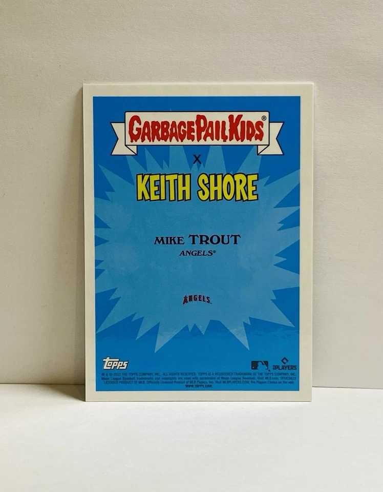 2022 Topps Garbage Pail Kids X MLB Modeled Mike 4a Green 67/75 Series 1 Trout - Image 2 of 2