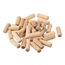 50pcs Wooden Dowel Pins 10x30mm Fluted Beveled Ends Wood Dowel Pegs