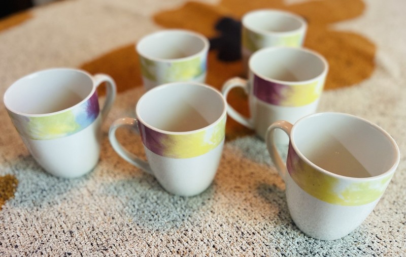 Set of Six Godinger Hippie Boho Style Tie Dye Coffee Mugs