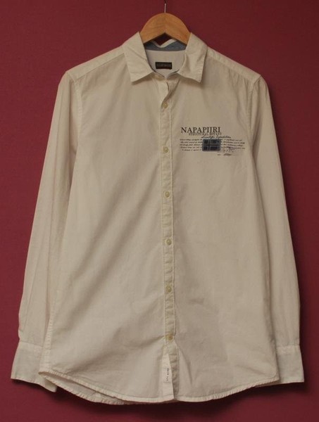 Men Napapijri Shirt White Cotton 36 / S / 44 #B77V