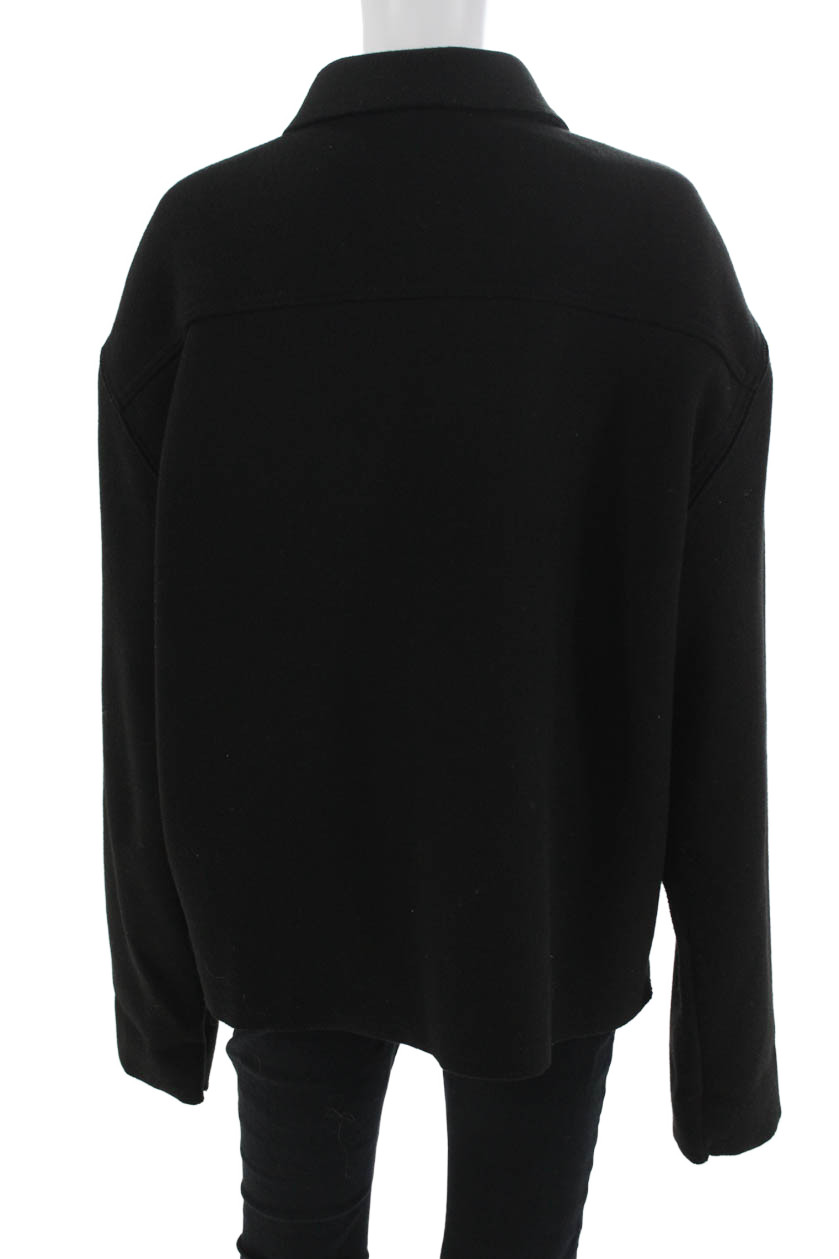 Zara Mens Collared Solid Black Button Front Long … - image 3