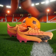 PUMA Women's Soccer Cleats Size 9 Orange Pink Lightweight Field Shoes BN